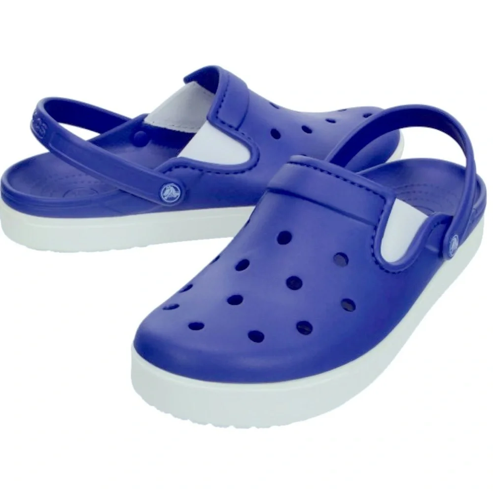 ✅CROCS CitiLane Clog Blue and White Sandals Mens 4, Women 6, Boys 4.5